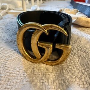 Gucci Black Belt with Gold Buckle